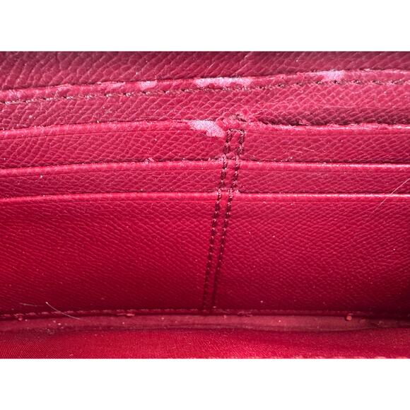 COACH Accordion Zip Around Wallet Wristlet Red Leather 12 Card Slots VGUC - Picture 6 of 6